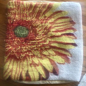 (2) Grandinroad 18” Hooked Sunflower Pillow Covers Wool Cotton Blend